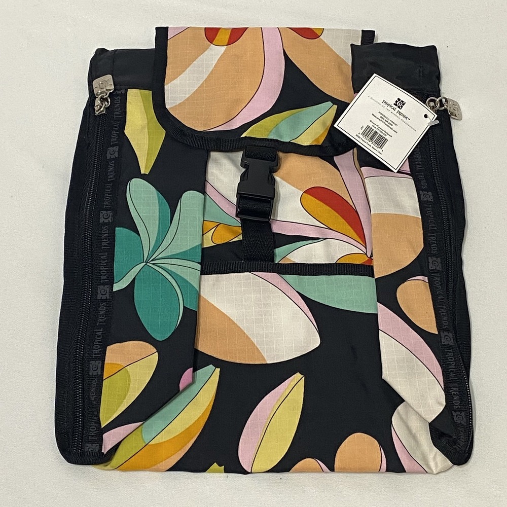 Tropical‎ Trends Groovey Plumeria Backpack Hawaiian Colorful Retro 90s Y2K NWT